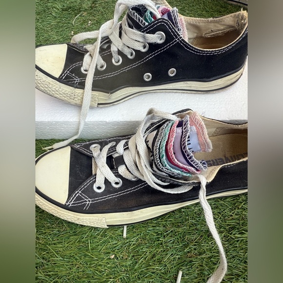 Converse Layered Tongue Patchwork Black Low Top Sneakers Women’s 7/Men’s 5 - Picture 7 of 7